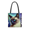 Acrylic Paint "Midnight" Siamese Cat Tote Bag