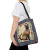 Siamese Cat with Border Tote Bag - Cute Cottagecore Totebag Makes the Perfect Gift