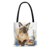 Retro "Time to Relax" Siamese Cat Tote Bag