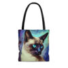 Acrylic Paint "Midnight" Siamese Cat Tote Bag