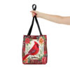 Cardinal with Floral Border Tote Bag - Cute Cottagecore Totebag Makes the Perfect Gift