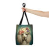Victorian Poodle Bonnet Portrait Tote Bag