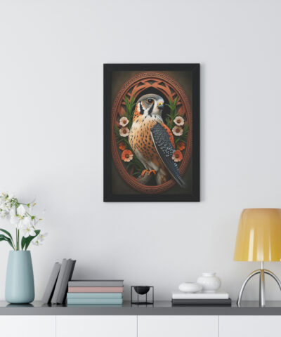 69668 4 400x480 - American Kestrel Framed Vertical Poster - Art Nouveau Vintage Falcon art