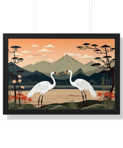 70446 3 400x480 - Japandi Ukiyo-e syle Whooping Cranes | Framed Horizontal Poster