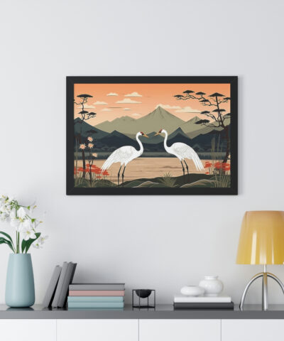 70446 4 400x480 - Japandi Ukiyo-e syle Whooping Cranes | Framed Horizontal Poster
