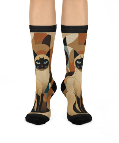 71924 102 400x480 - Retro Art Deco Siamese Cat Cushioned Crew Socks
