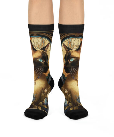 71924 108 400x480 - Art Nouveau Siamese Cat Cushioned Crew Socks
