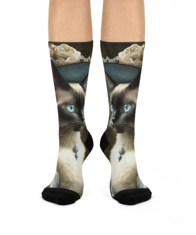 71924 114 400x480 - Retro Victorian Siamese Cat in New Bonnet Cushioned Crew Socks