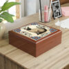 Rustic Folk Art Siamese Cat Design Wooden Keepsake Jewelry Box