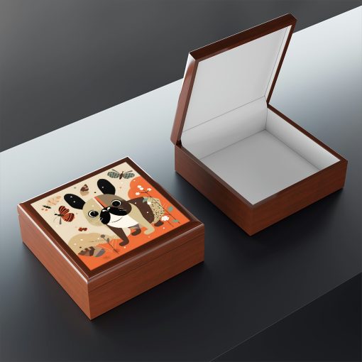 Mid-Century Modern Nature Loving French Bulldog Jewelry Keepsake Box