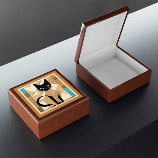 Mid-Century Modern Siamese Cat Jewelry Box