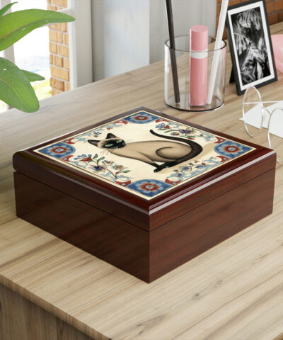 72882 10 400x480 - Rustic Folk Art Siamese Cat Design Wooden Keepsake Jewelry Box
