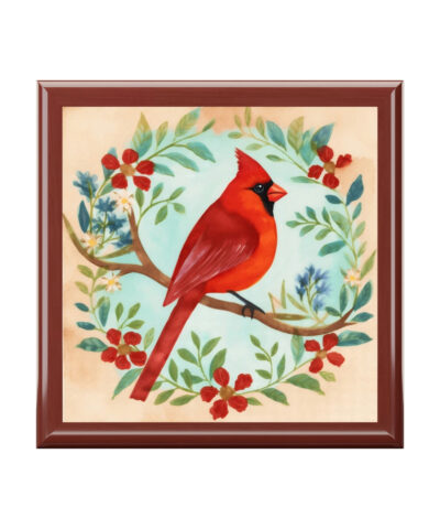72882 12 400x480 - Rustic Folk Art Cardinal Design Wooden Keepsake Jewelry Box
