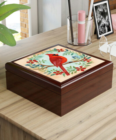 72882 13 400x480 - Rustic Folk Art Cardinal Design Wooden Keepsake Jewelry Box