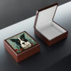 Rustic Folk Art Border Collie Design Wooden Keepsake Jewelry Box
