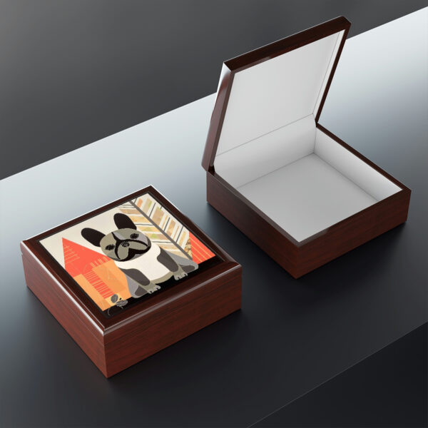 Woodland Mid-Century Modern French Bulldog Jewelry Keepsake Box