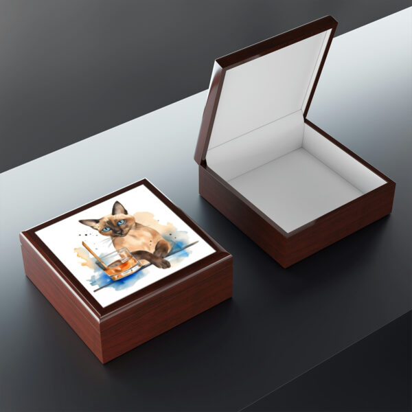 Retro “Time to Relax” Siamese Cat Jewelry Box
