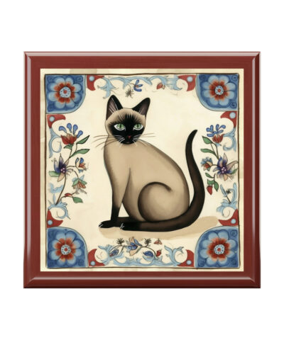 72882 9 400x480 - Rustic Folk Art Siamese Cat Design Wooden Keepsake Jewelry Box