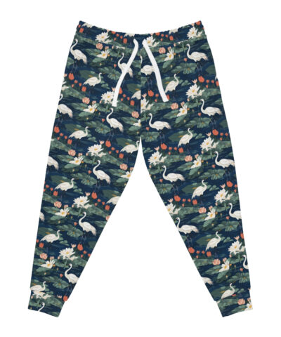 Japandi Whooping Cranes Pattern Athletic Joggers