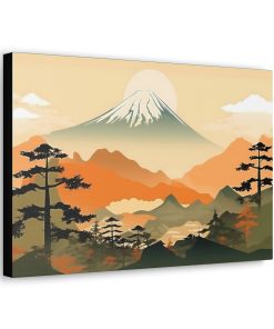 Japandi Ukiyo-e syle Mountain Scene | Canvas Gallery Wraps