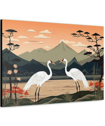 75777 8 400x480 - Japandi Ukiyo-e syle Whooping Cranes | Canvas Gallery Wraps