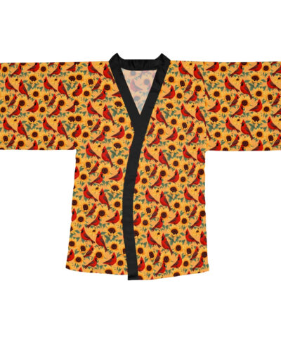 77571 101 400x480 - Sunflowers and Cardinals Pattern Long Sleeve Kimono Robe