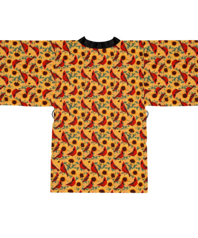 77571 102 400x480 - Sunflowers and Cardinals Pattern Long Sleeve Kimono Robe