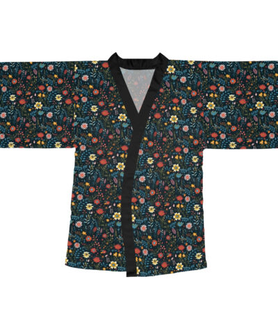 77571 116 400x480 - Pressed Wildflowers on Black Background Pattern Long Sleeve Kimono Robe
