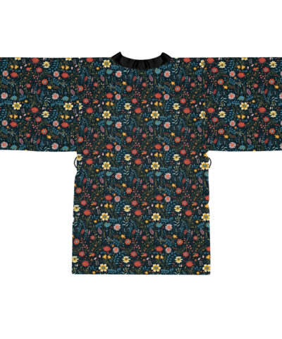 77571 117 400x480 - Pressed Wildflowers on Black Background Pattern Long Sleeve Kimono Robe
