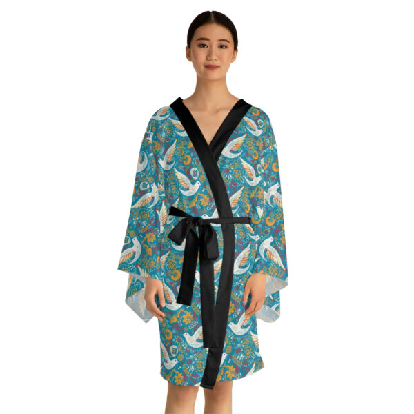 Peace Dove Pattern Long Sleeve Kimono Robe