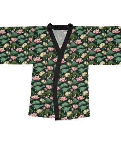 Lotus Flowers Long Sleeve Kimono Robe