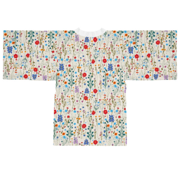 Pressed Wildflowers Pattern Long Sleeve Kimono Robe