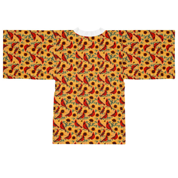 Sunflowers and Cardinals Pattern Long Sleeve Kimono Robe