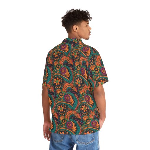 BOHO Hippy Style Abstract Floral Pattern Men’s Hawaiian Shirt