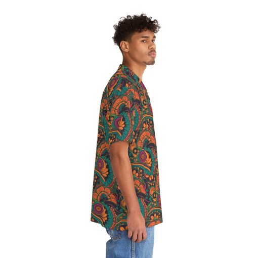 BOHO Hippy Style Abstract Floral Pattern Men’s Hawaiian Shirt
