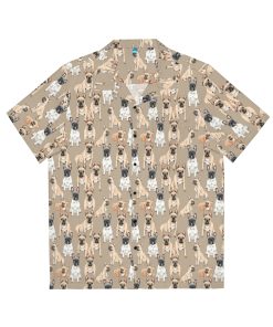 Mid-Century Modern French Bulldog Pattern Men’s Hawaiian Shirt