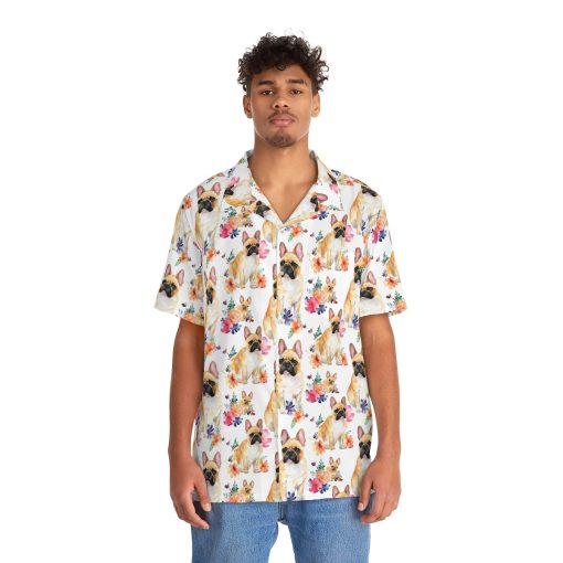 Watercolor French Bulldog Pattern Pattern Men’s Hawaiian Shirt