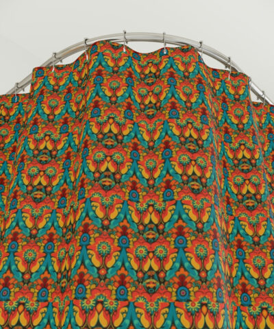 77933 29 400x480 - Floral Sanganeri Print Polyester Shower Curtain