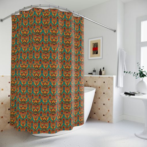 Floral Sanganeri Print Polyester Shower Curtain