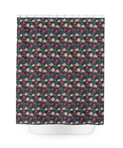 Lotus Flower with Lily Pads Floral Polyester Shower Curtain