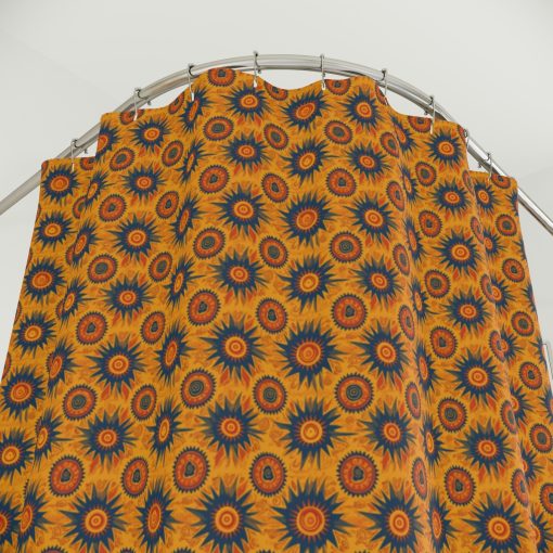 Folk Art Sun Polyester Shower Curtain