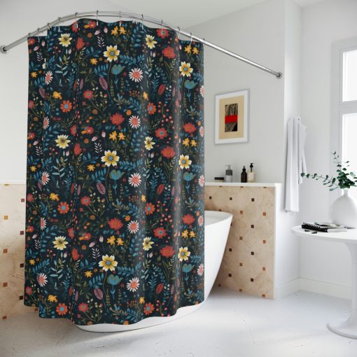 BOHO Wildflower Floral Polyester Shower Curtain