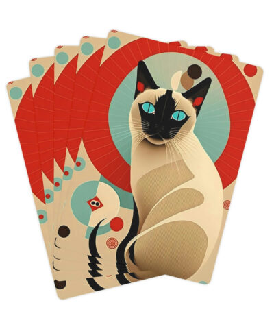 Mid-Century Modern Siamese Cat Poker Cards