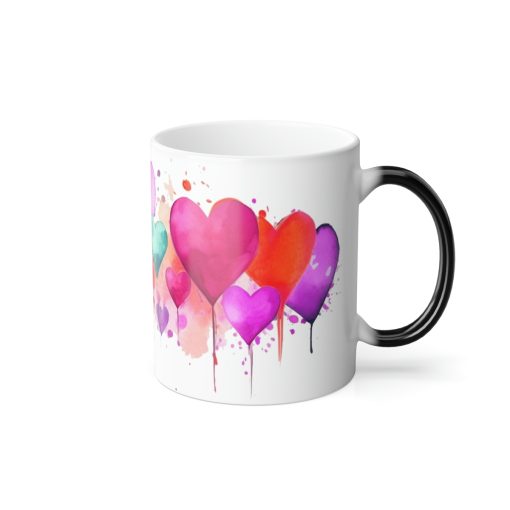 Watercolor Hearts – Magic Mug – Perfect Gift for the Mom, Mama, Sister, Grandma or as a House Warming Present