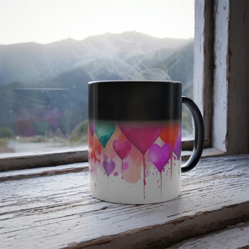 Watercolor Hearts – Magic Mug – Perfect Gift for the Mom, Mama, Sister, Grandma or as a House Warming Present