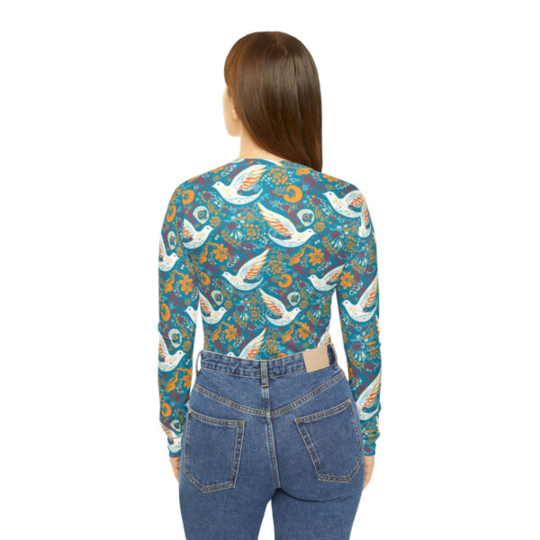 Peace Dove Women’s Long Sleeve V-neck Shirt – Cottagecore Vintage Hippy Style Clothing