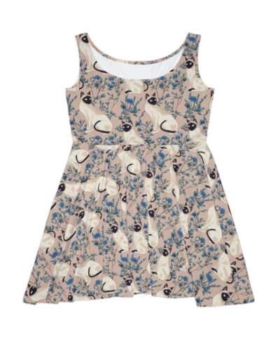 95203 19 400x480 - Siamese Cat Pattern Women's Skater Dress