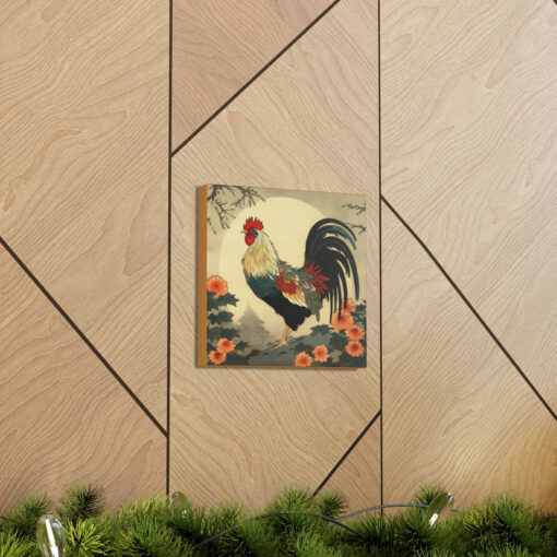 Japandi Ukiyo-e Style Rooster Canvas Gallery Wraps