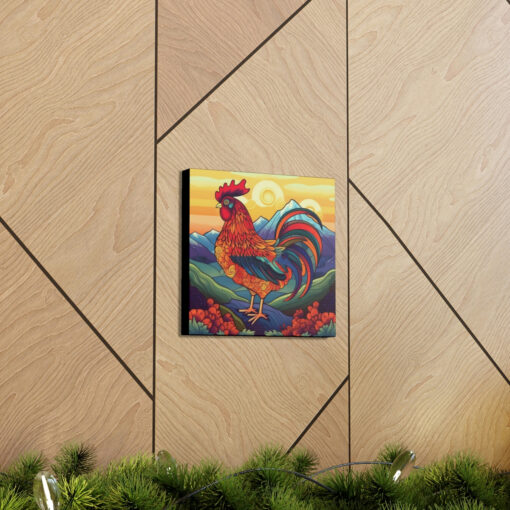 Meso-American Style Rooster at Sunrise Canvas Gallery Wraps