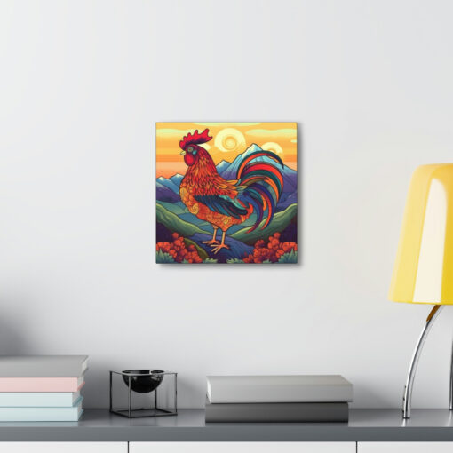 Meso-American Style Rooster at Sunrise Canvas Gallery Wraps
